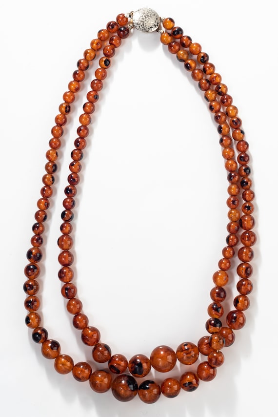 Gorgeous Vintage Burnt Orange and Brown Marble Be… - image 1