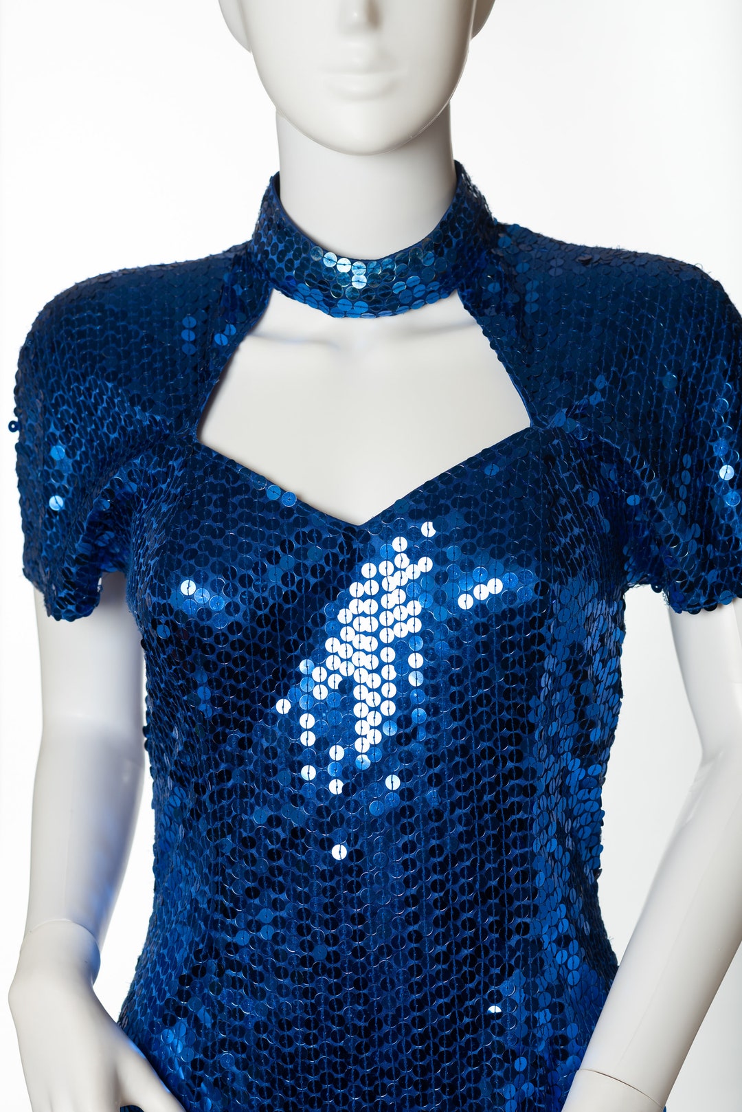 Vintage Niteline Sequin Dress: Royal Blue Party Dress