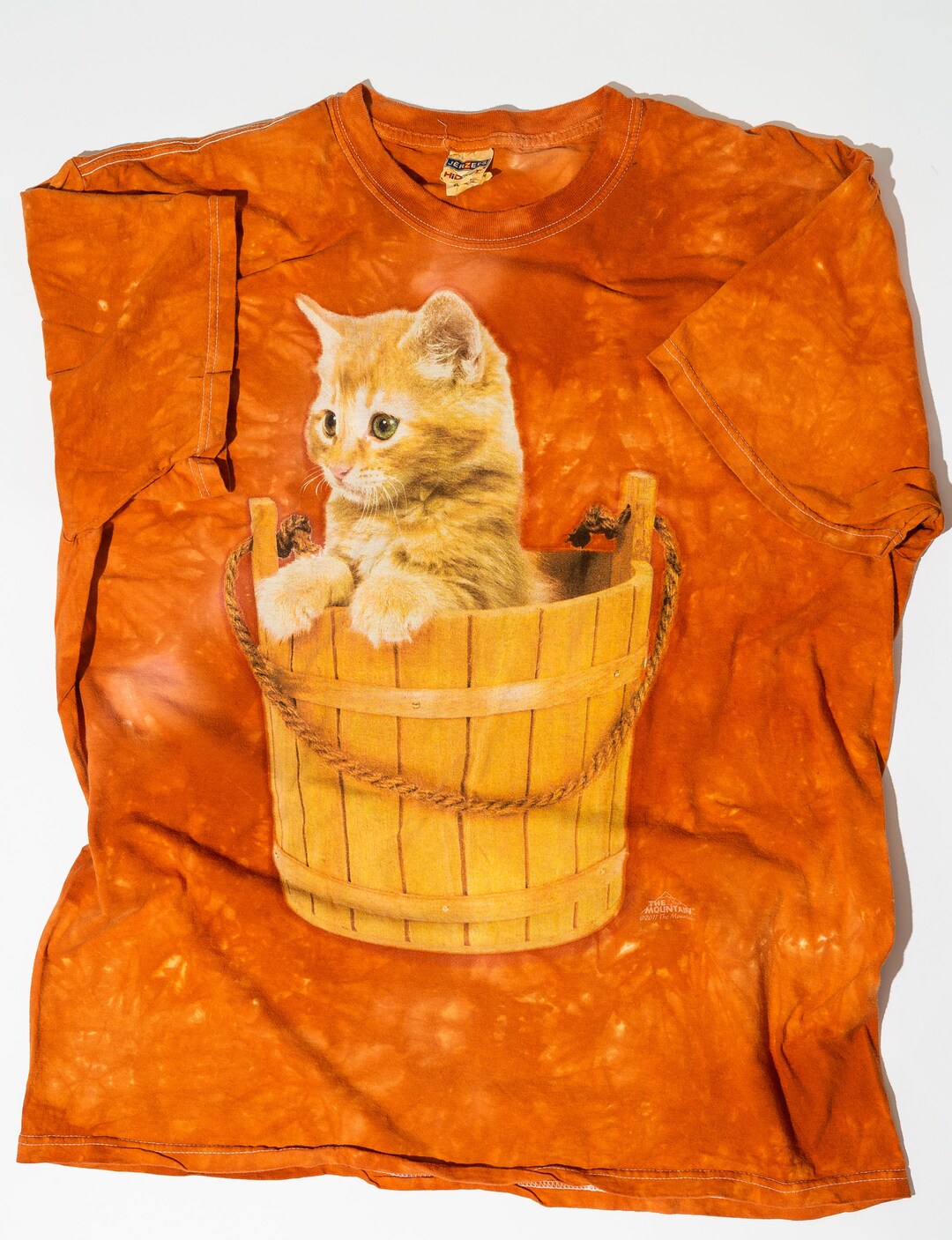 Vintage Cat Kitten in a Bucket T-shirt Orange Tye-dye - Etsy