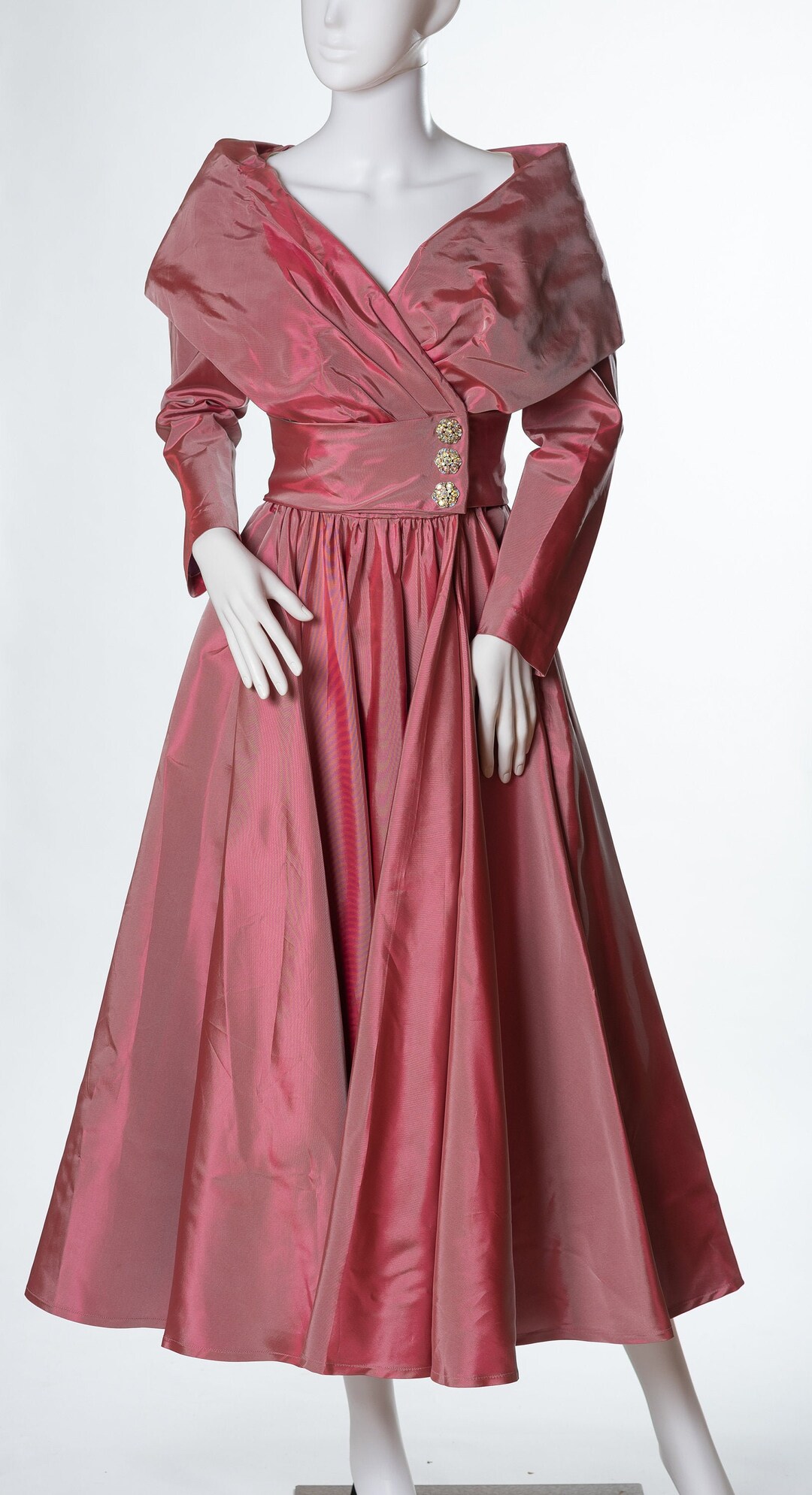 Vintage Watters Watters Gown: Dusty Pink Acetate Dress, Size