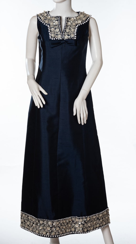 Vintage Navy Blue Dress by Dynasty - image 2