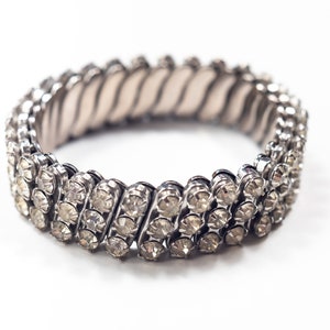 Vintage 1950s 3 Tier Expandable Rhinestone Bracelet image 5