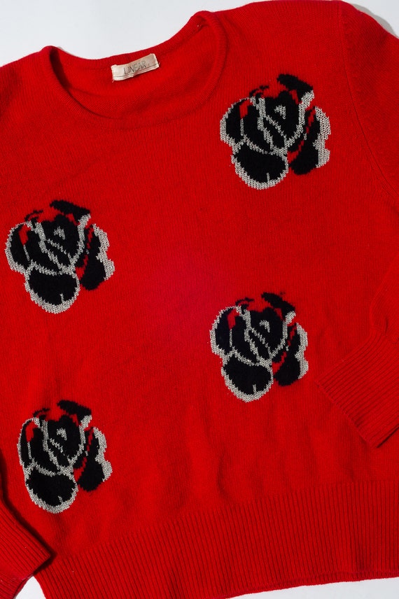 Vintage Linear Red Floral Sweater - image 2