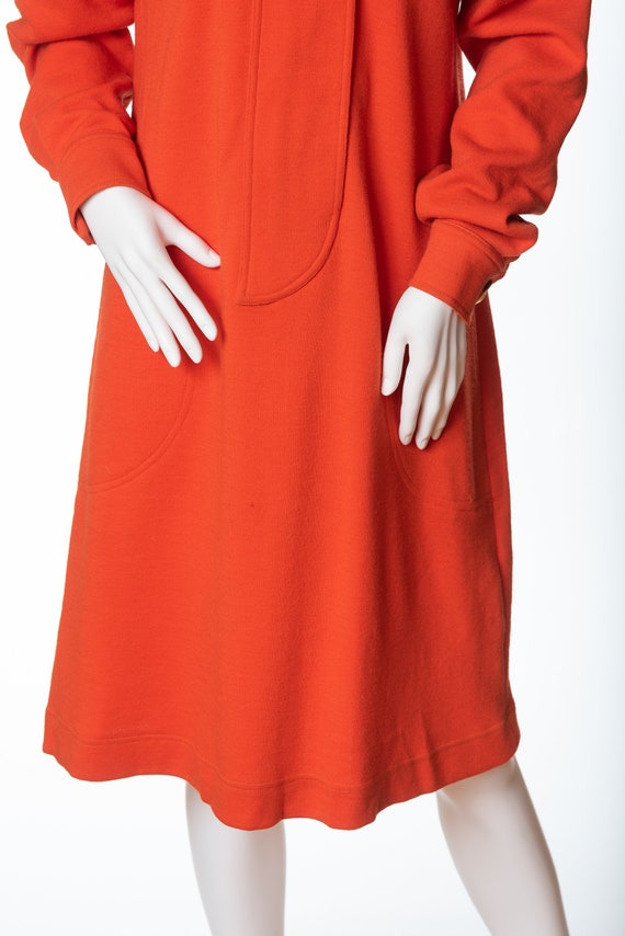 Vintage Bill Blass Bright Orange Wool Dress - image 3