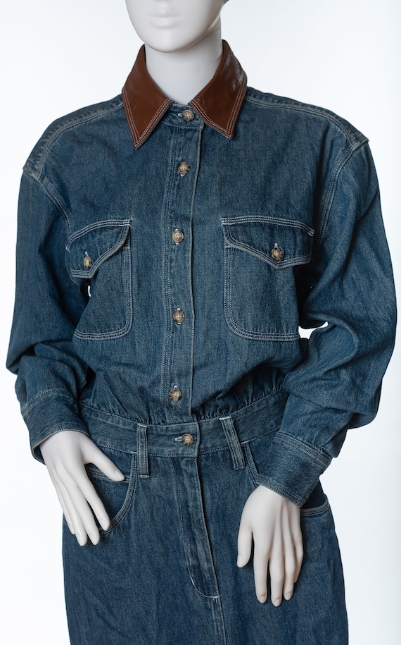 bloomingdales denim dress Avec Les Filles Floral Appliqu Denim Mini Dress