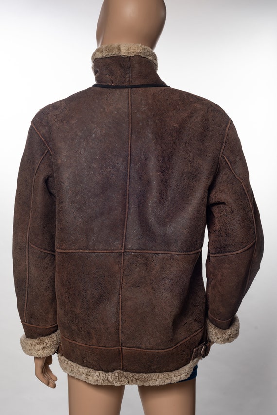 Vintage Original Shearling Leather Bomber Jacket - image 6
