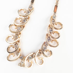 Vintage Gold Necklace with Rhinestone Accents