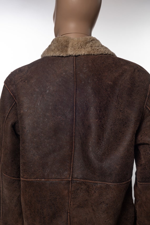 Vintage Original Shearling Leather Bomber Jacket - image 7