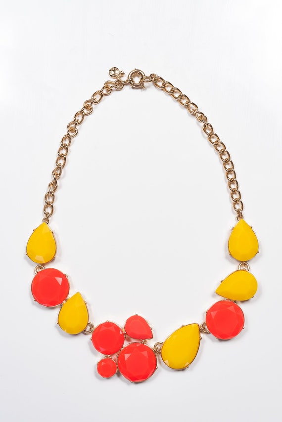 Vintage J. Crew Yellow & Coral Statement Necklace