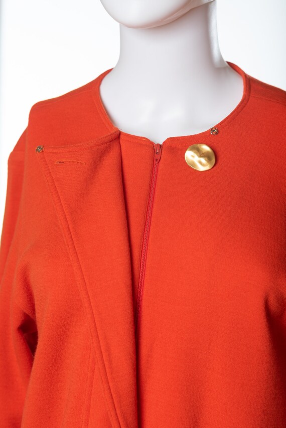 Vintage Bill Blass Bright Orange Wool Dress - image 9