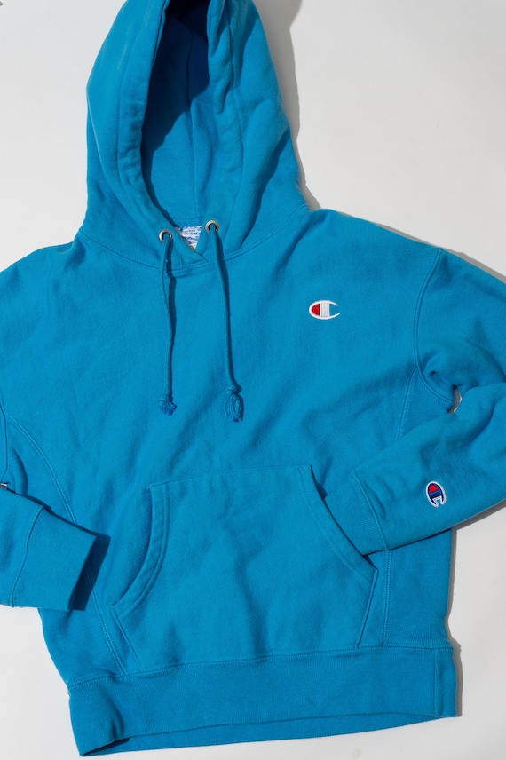 Vintage Champion Baby Blue Hoodie Y2K