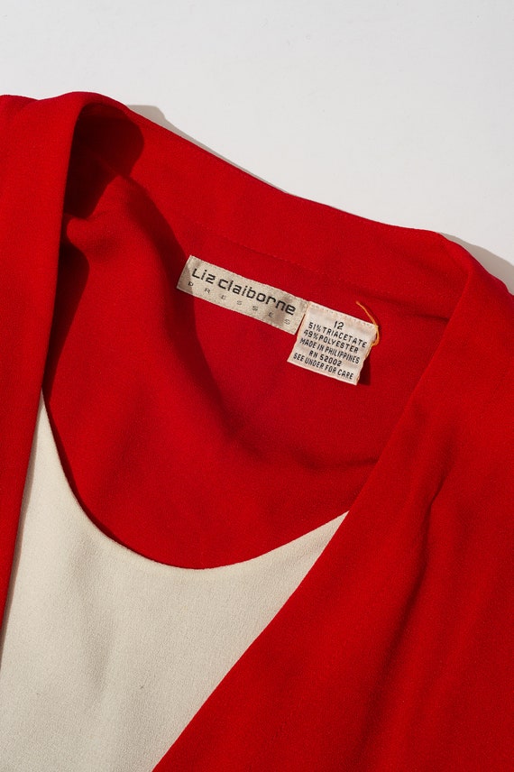 Vintage Liz Claiborne Red and White Pull over Dre… - image 10