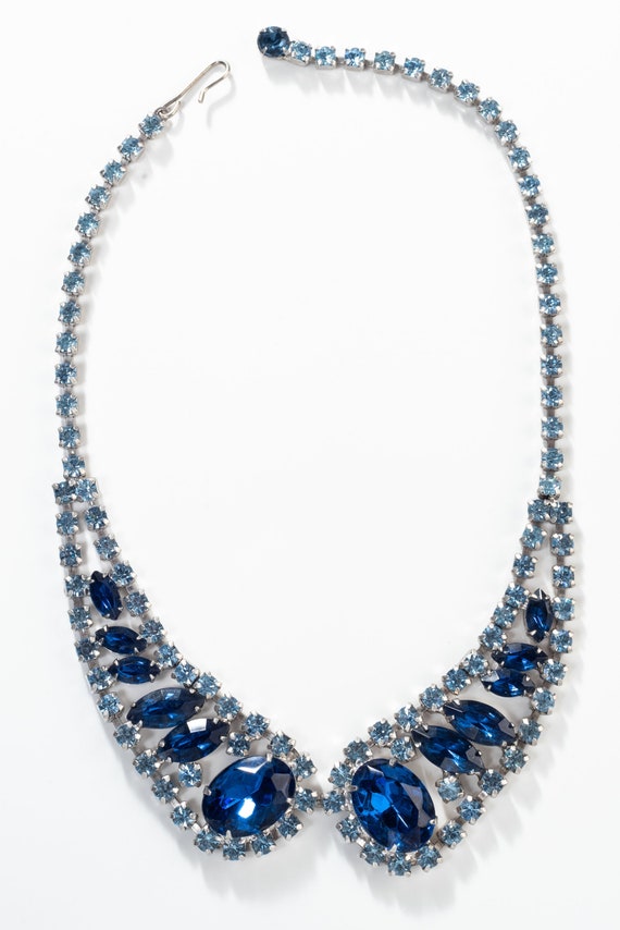 Gorgeous Vintage Royal Blue and Light Blue Rhinestone Statement 