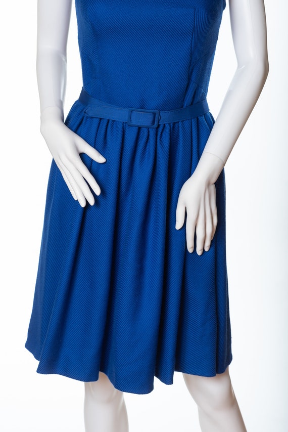 Gorgeous Vintage High Tea Royal Blue Dress with M… - image 3