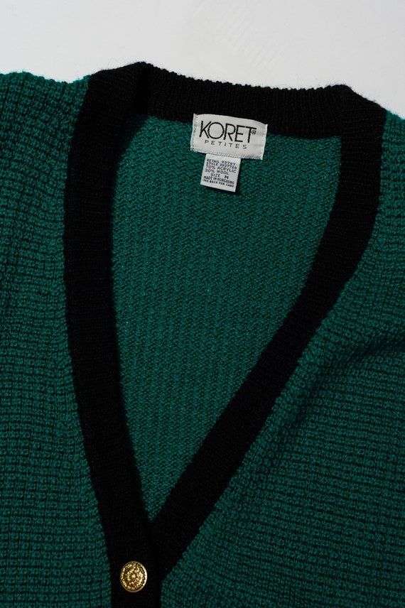 Vintage Koret Teal Green and Black Cardigan - image 3