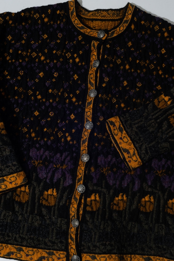 Vintage Long Knit Cardigan with Subculture Design