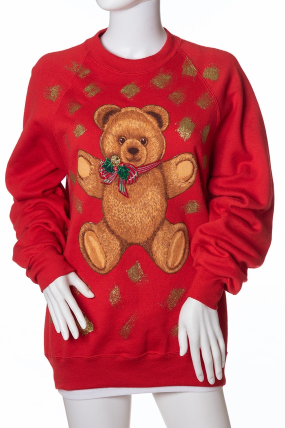 Jerzees Christmas Teddy Bear Sweatshirt Ugly Chris