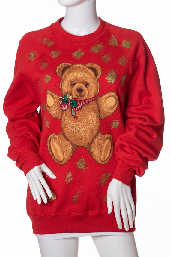 Jerzees Christmas Teddy Bear Sweatshirt Ugly Christmas Sweater Etsy Canada
