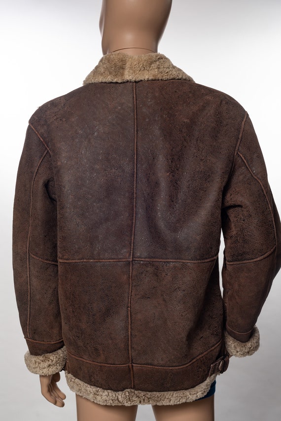 Vintage Original Shearling Leather Bomber Jacket - image 8