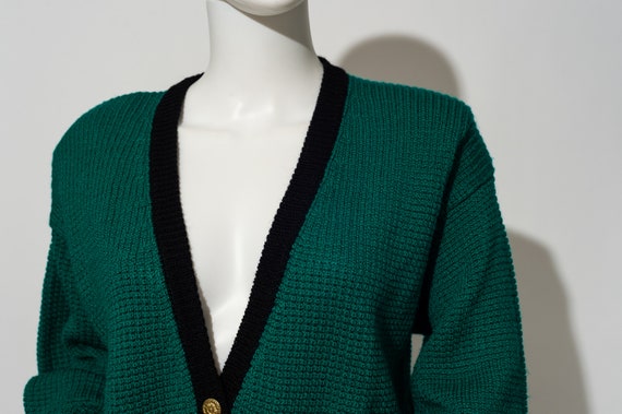 Vintage Koret Teal Green and Black Cardigan - image 6