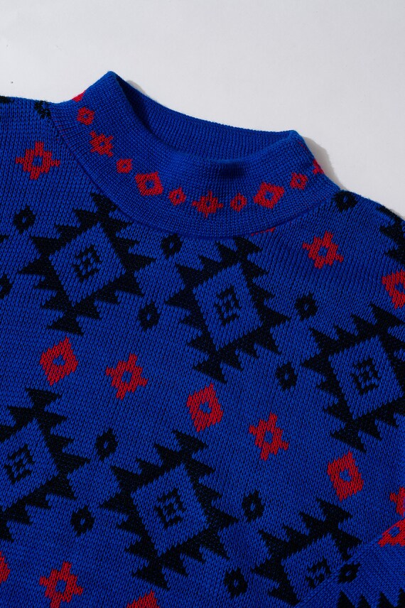 Vintage Jam Knits Bright Blue Sweater - image 4