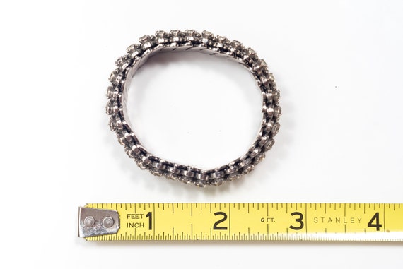 【VINTAGE HOLLYWOOD】Rectangle Stone Bracelet★送料・関税込 Vintage Major Goldtone Magnetic Stretch Link Bracelet