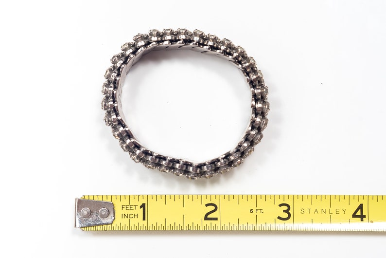 Vintage 1950s 3 Tier Expandable Rhinestone Bracelet image 7