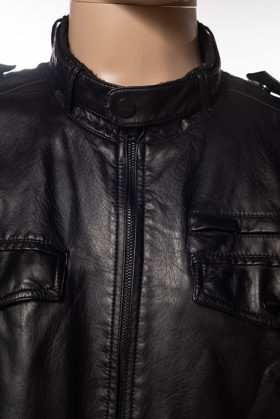 Guess Faux Leather Motorcycle Bomber Jacket - image 1