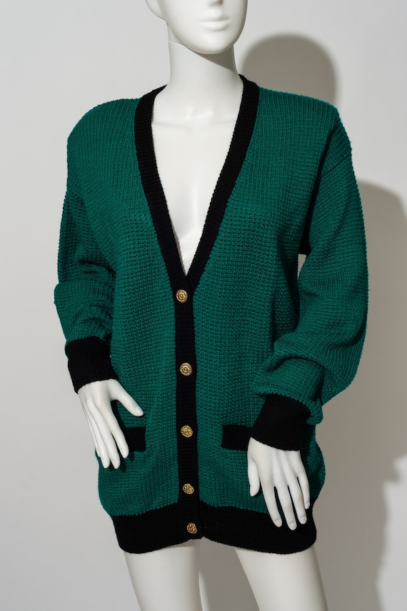 Vintage Koret Teal Green and Black Cardigan