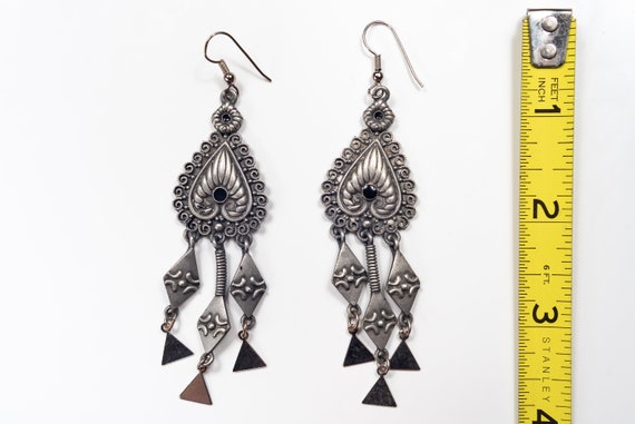 Vintage JJ 1986 Pewter Dangle Earrings - image 7