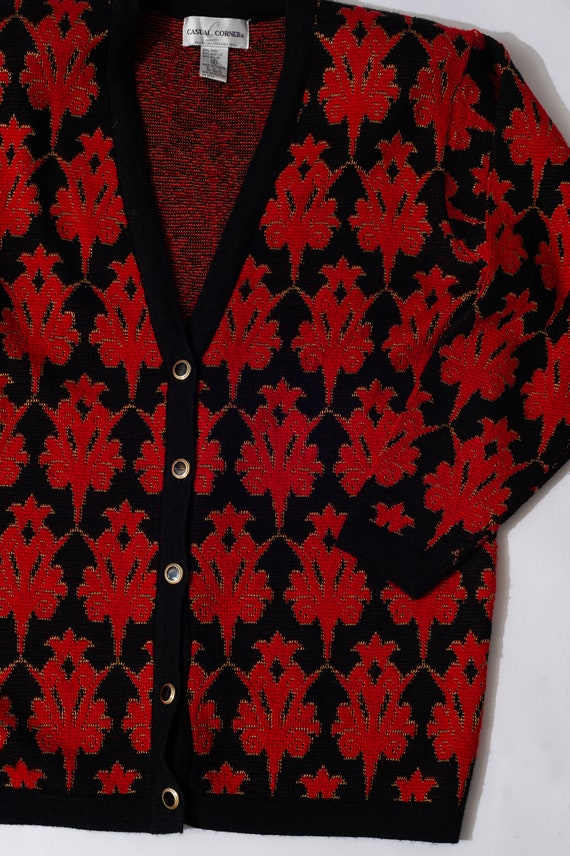 Vintage Casual Corner Red and Black Cardigan - image 2