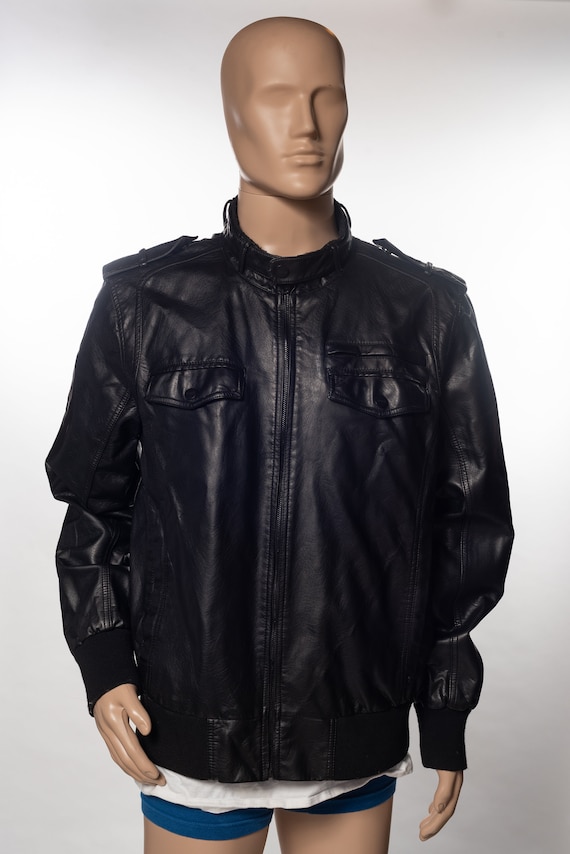 Guess Faux Leather Motorcycle Bomber Jacket - image 2