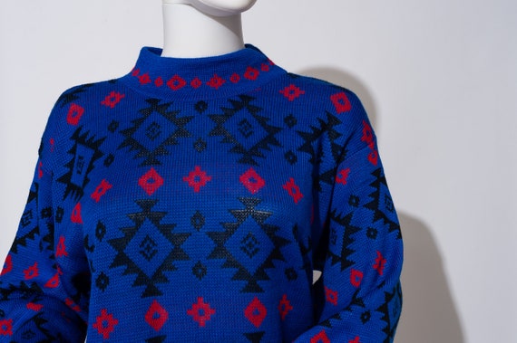 Vintage Jam Knits Bright Blue Sweater - image 7