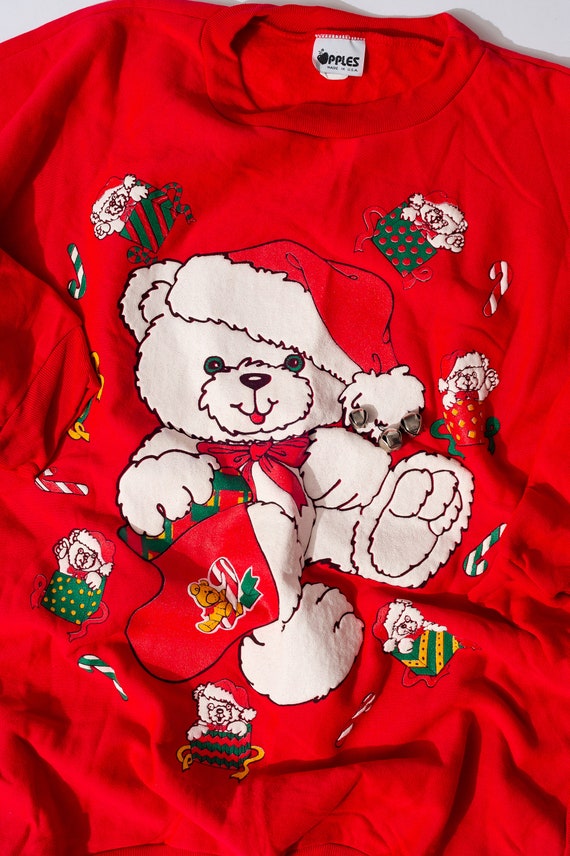 Vintage Apples Christmas Bear Sweatshirt Ugly Chri