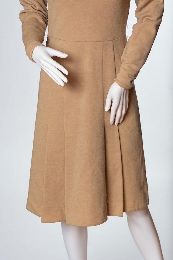 Fabulous Vintage Tan Wool-Like Turtleneck Dress - image 2
