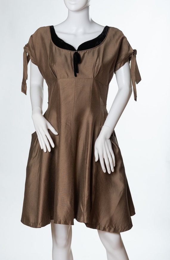 Vintage Handmade Brown Cocktail Dress - image 1