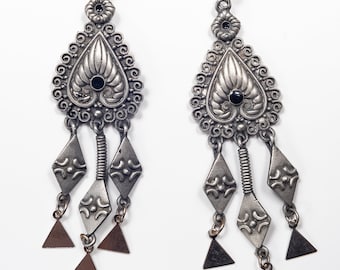 Vintage JJ 1986 Pendientes colgantes de peltre