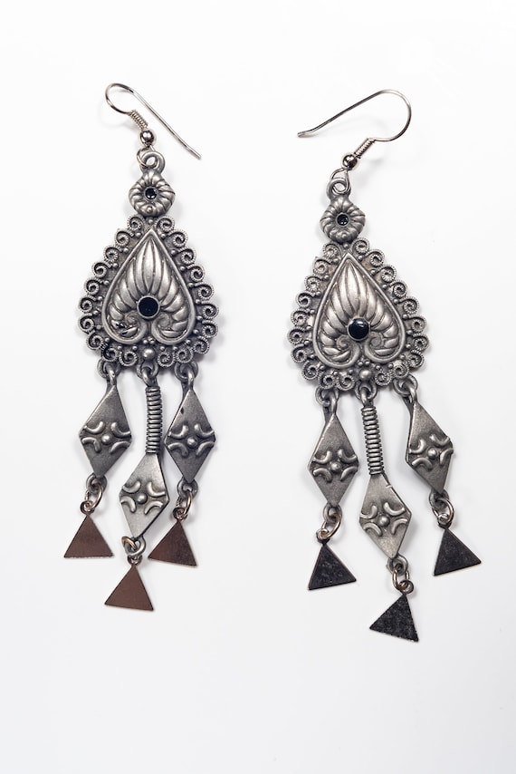 Vintage JJ 1986 Pewter Dangle Earrings - Etsy