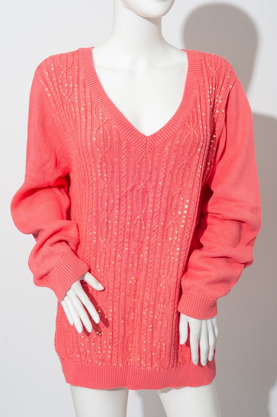 The Quacker Factory Pink Sequin Sweater