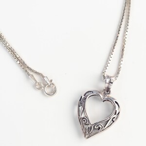 Sterling Silver Filigree Heart Pendant Neckalce