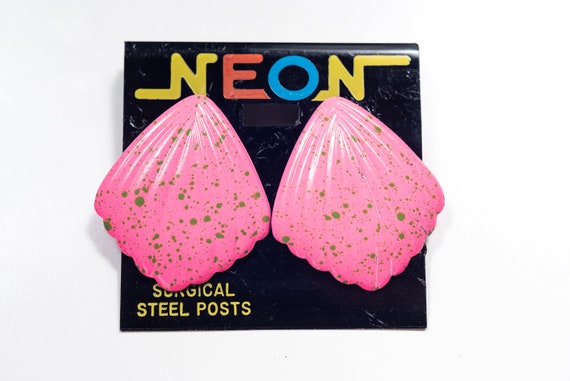 Vintage 1980s Neon Hot Pink Earrings