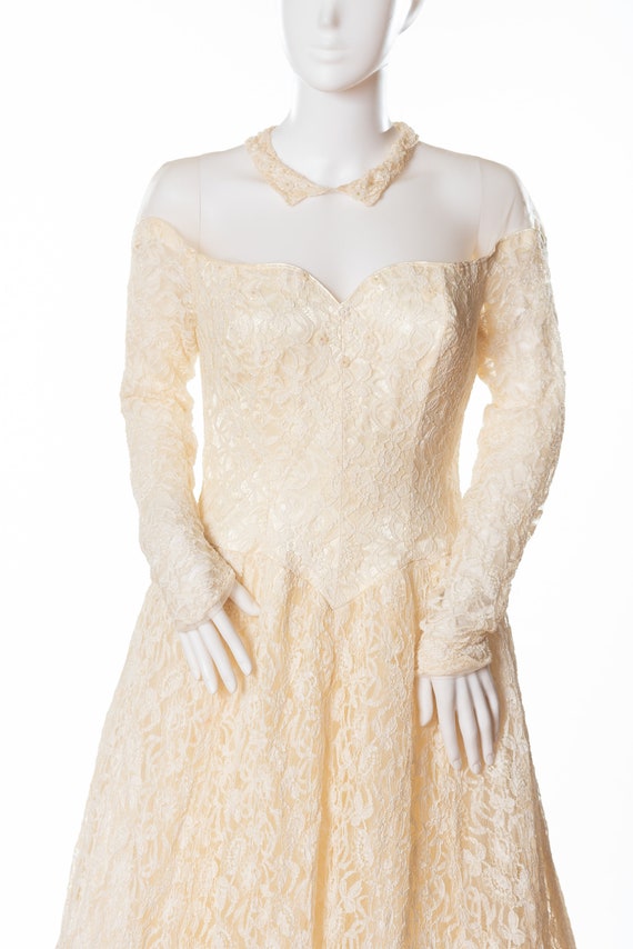 Vintage Custom Made Wedding Gown with Long Sleeves - image 3