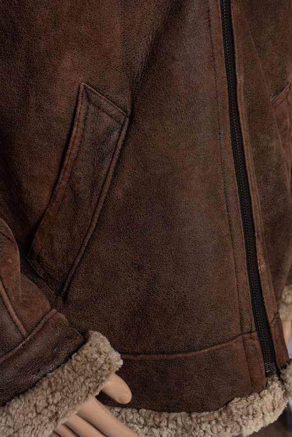 Vintage Original Shearling Leather Bomber Jacket - image 4