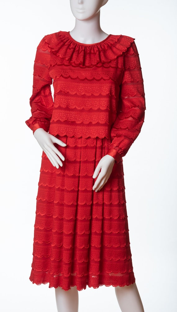 Yinli Original Design Dress, Red Ruffle Dress, Gor