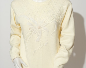 Vintage Alfred Dunner Winter Ivory White Sweater