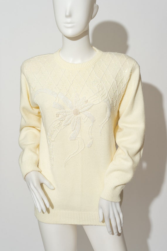 Vintage Alfred Dunner Winter Ivory White Sweater