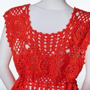 Vintage Handmade Hand Knit Orange Sweater image 6