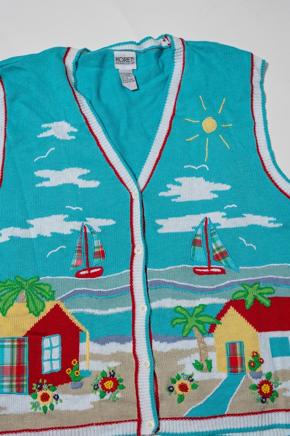 Vintage Koret Francisca Seaside Sweater Vest - Plus Size
