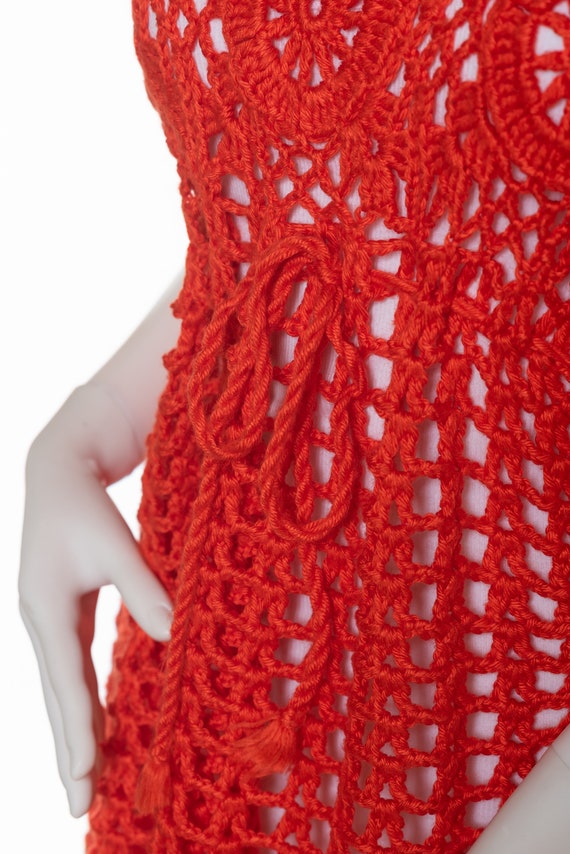 Vintage Handmade Hand Knit Orange Sweater - image 4