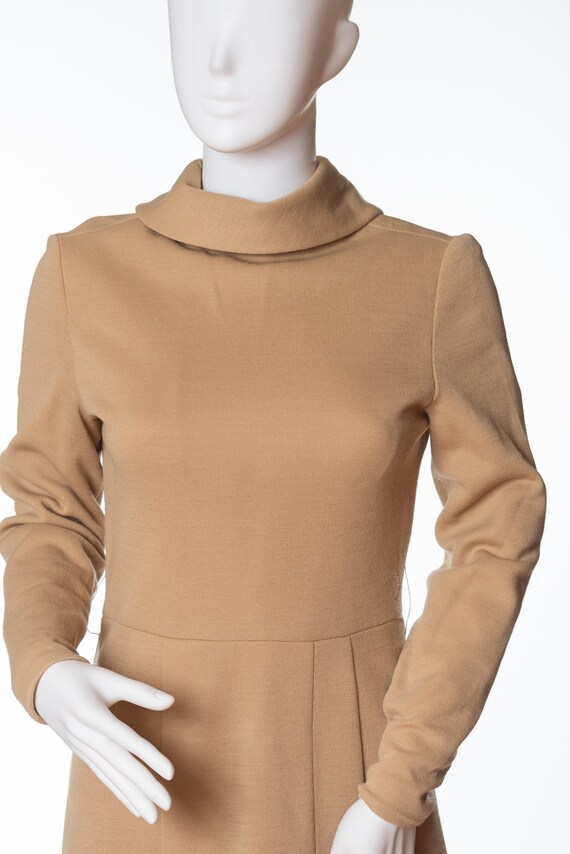 Fabulous Vintage Tan Wool-Like Turtleneck Dress - image 5